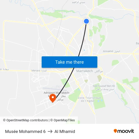Musée Mohammed 6 to Al Mhamid map