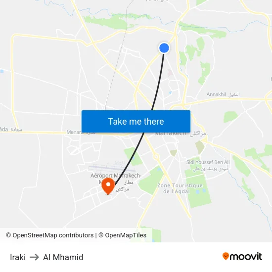 Iraki to Al Mhamid map