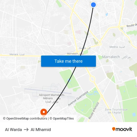 Al Warda to Al Mhamid map