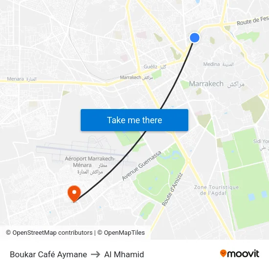 Boukar Café Aymane to Al Mhamid map