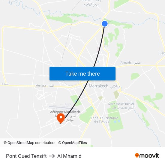 Pont Oued Tensift to Al Mhamid map