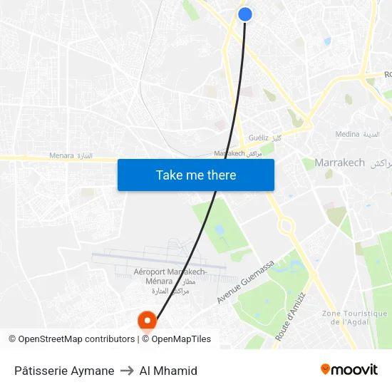 Aymane Pastry to Al Mhamid map