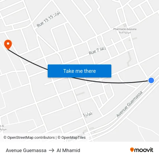 Avenue Guemassa to Al Mhamid map