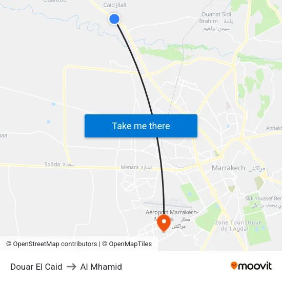 Douar El Caid to Al Mhamid map