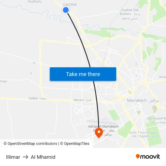 Illimar to Al Mhamid map
