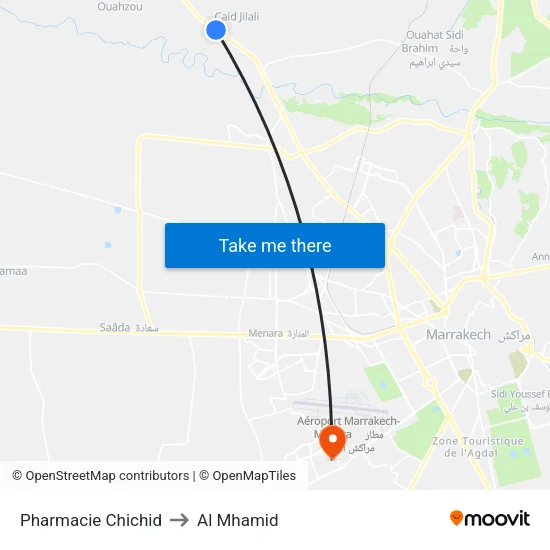 Pharmacie Chichid to Al Mhamid map