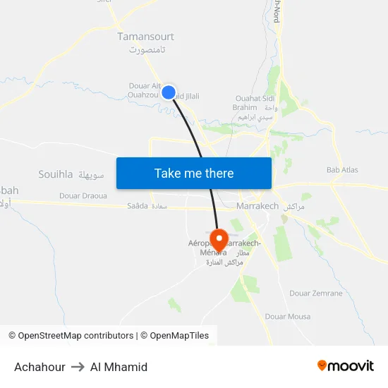 Achahour to Al Mhamid map