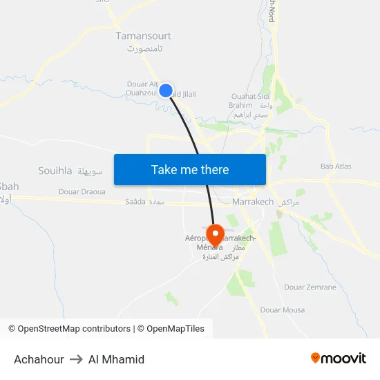 Achahour to Al Mhamid map