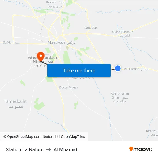 Station La Nature to Al Mhamid map
