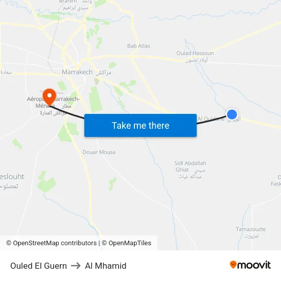 Ouled El Guern to Al Mhamid map