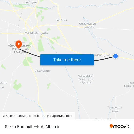 Sakka Boutouil to Al Mhamid map