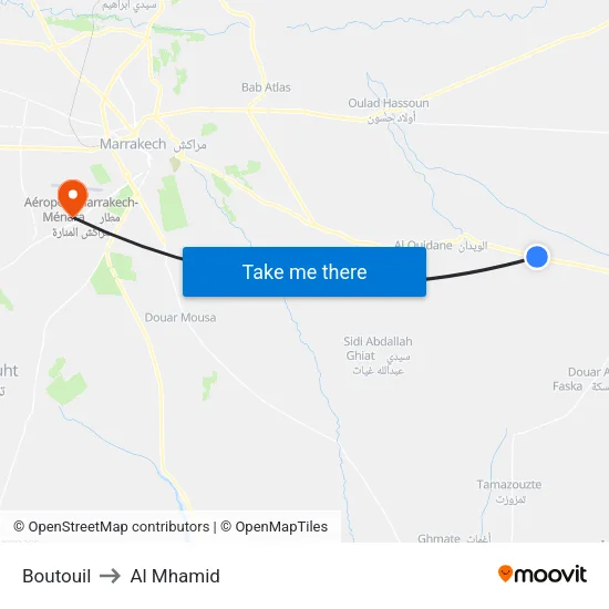 Boutouil to Al Mhamid map