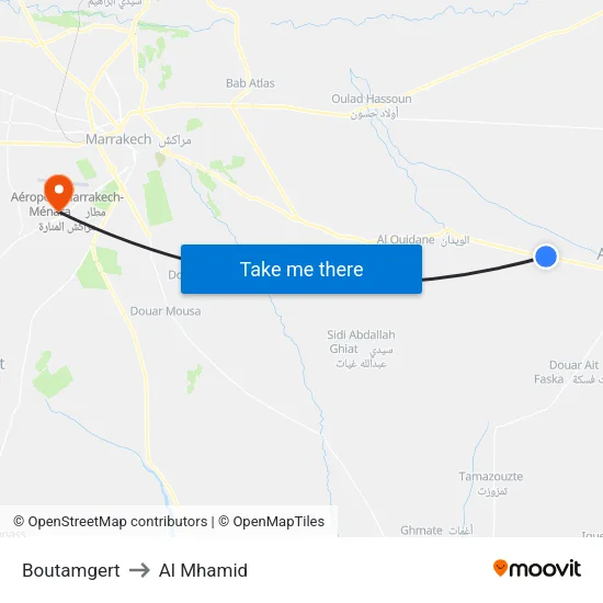 Boutamgert to Al Mhamid map