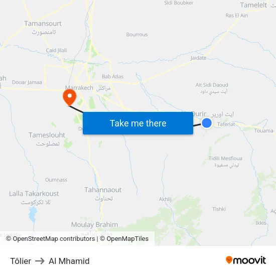 Tôlier to Al Mhamid map