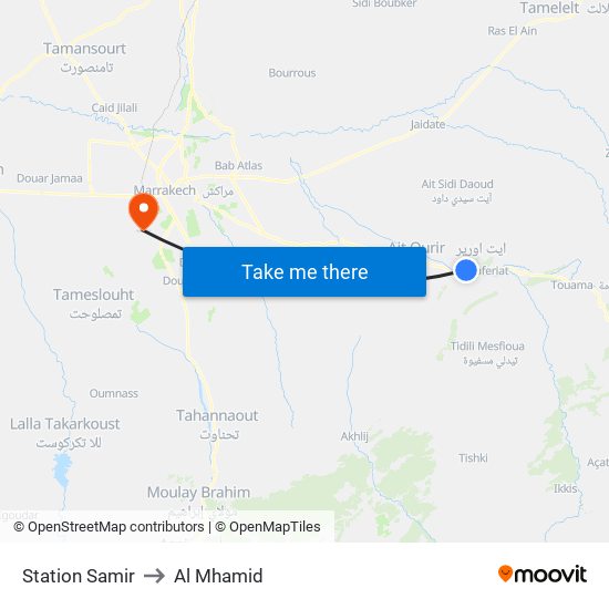 Station Samir to Al Mhamid map