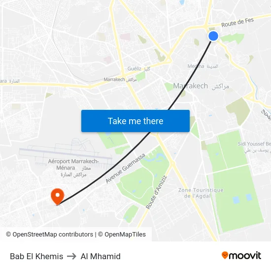 Bab El Khemis to Al Mhamid map