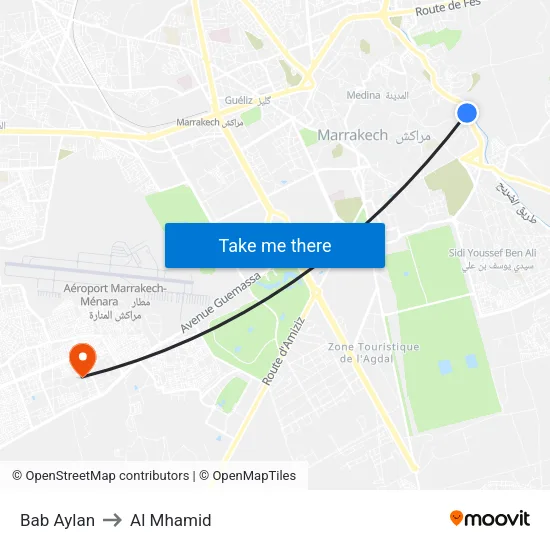 Bab Aylan to Al Mhamid map