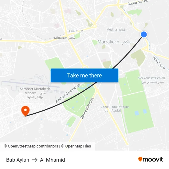 Bab Aylan to Al Mhamid map