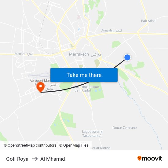 Golf Royal to Al Mhamid map