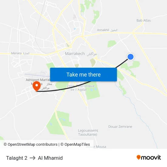 Talaght 2 to Al Mhamid map