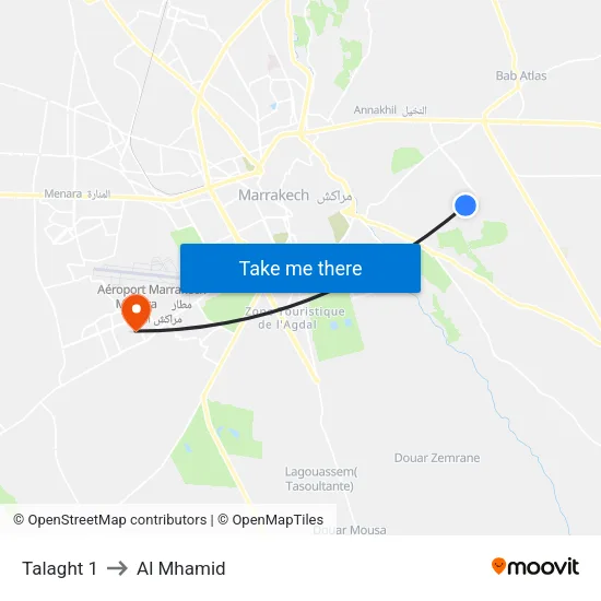 Talaght 1 to Al Mhamid map