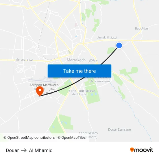 Douar to Al Mhamid map