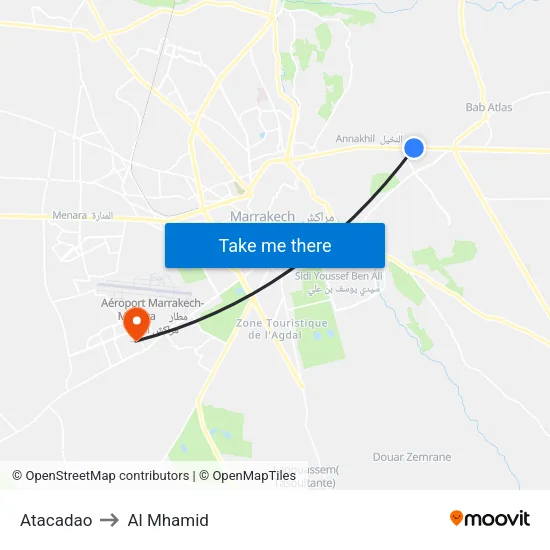 Atacadao to Al Mhamid map
