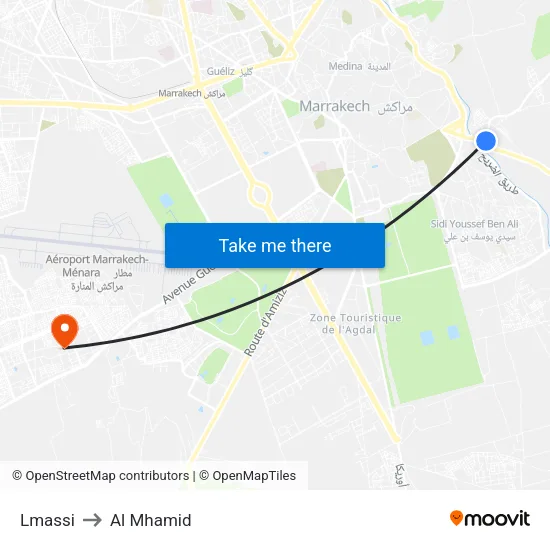 Lmassi to Al Mhamid map