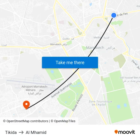 Tikida to Al Mhamid map