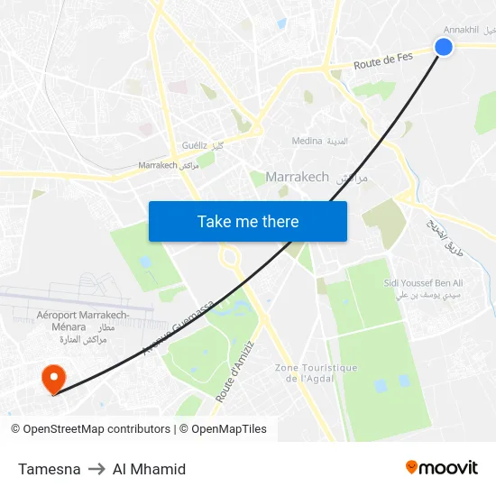 Tamesna to Al Mhamid map