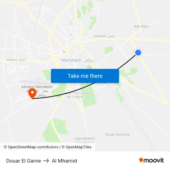 Douar El Garne to Al Mhamid map