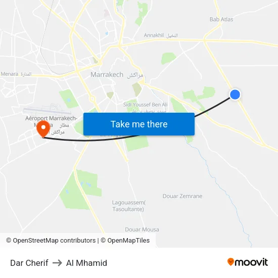 Dar Cherif to Al Mhamid map