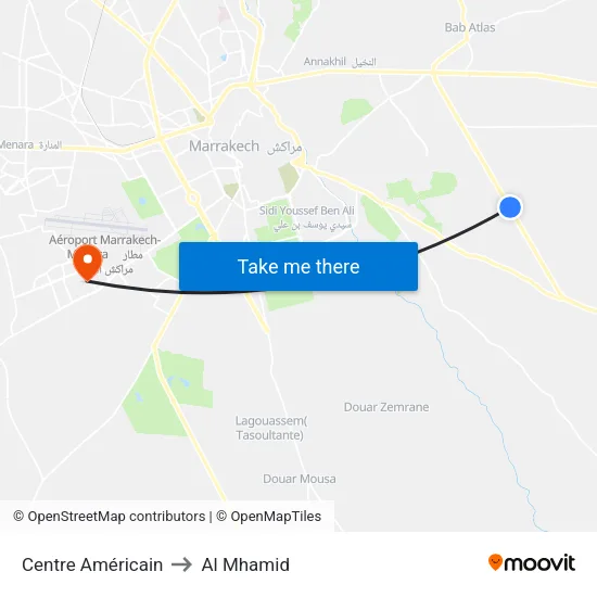 Centre Américain to Al Mhamid map