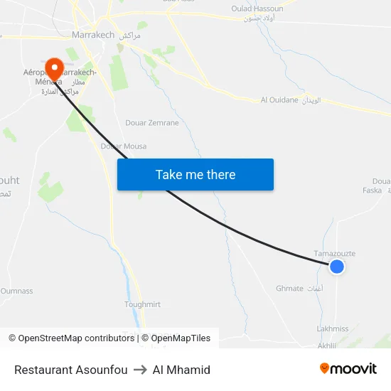 Asounfou Restaurant to Al Mhamid map