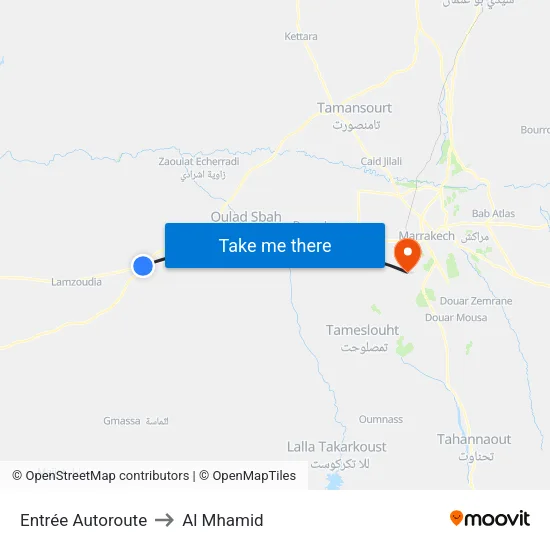 Entrée Autoroute to Al Mhamid map