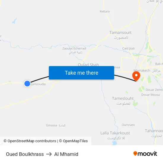 Oued Boulkhrass to Al Mhamid map