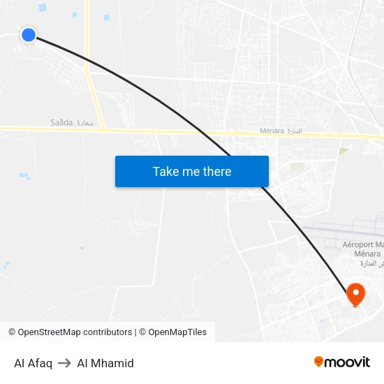 Al Afaq to Al Mhamid map