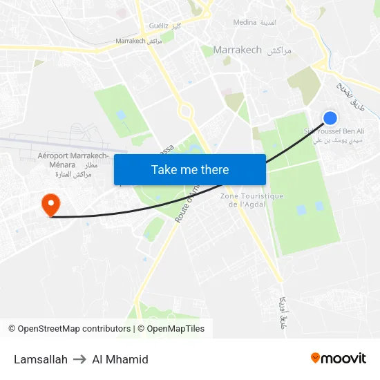 Lamsallah to Al Mhamid map