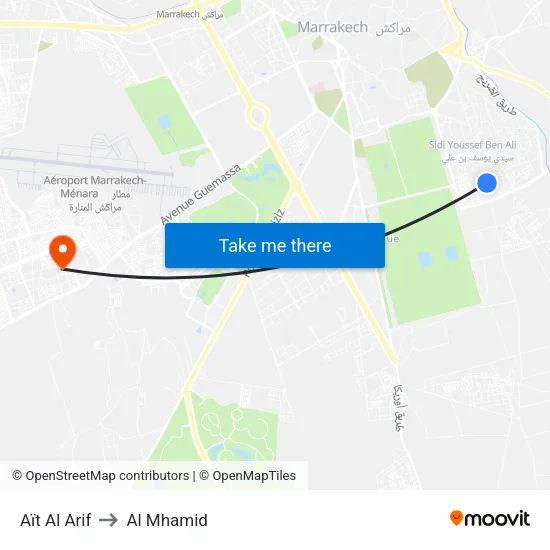 Aït Al Arif to Al Mhamid map