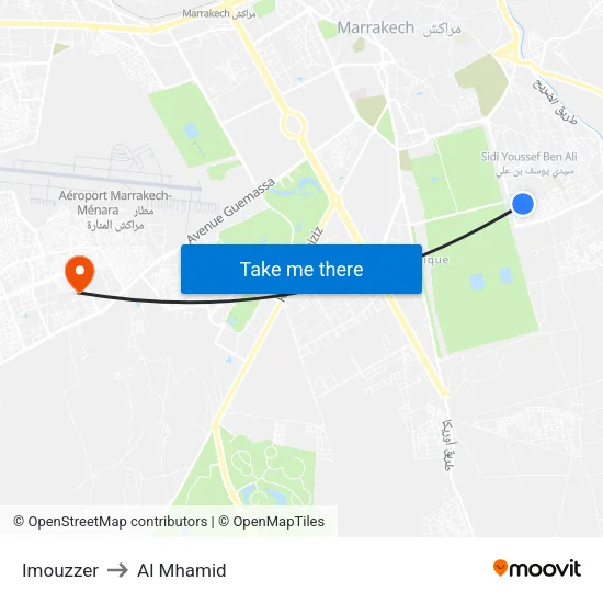 Imouzzer to Al Mhamid map