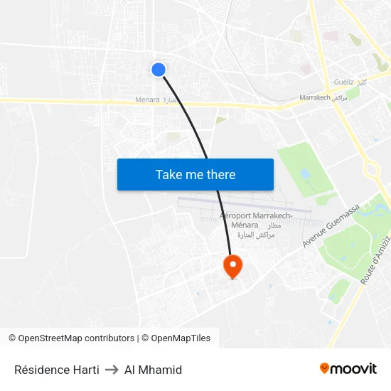 Résidence Harti to Al Mhamid map