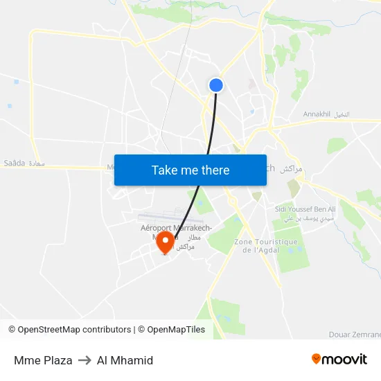 Mme Plaza to Al Mhamid map