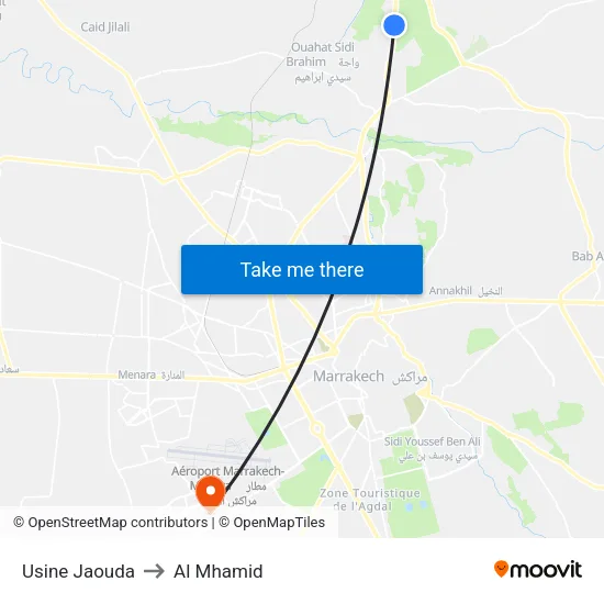 Usine Jaouda to Al Mhamid map