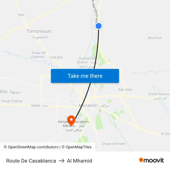 Casablanca Road to Al Mhamid map