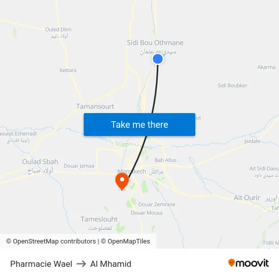 Pharmacie Wael to Al Mhamid map