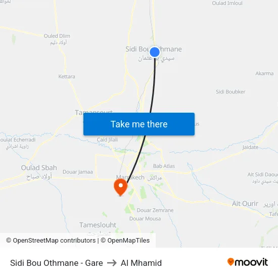 Sidi Bou Othmane Station to Al Mhamid map