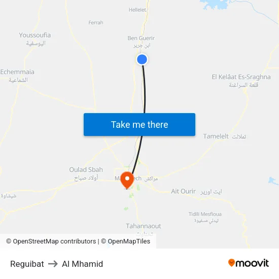 Reguibat to Al Mhamid map