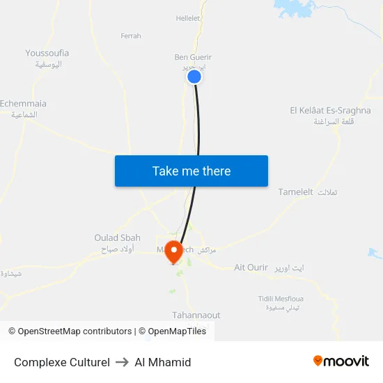 Complexe Culturel to Al Mhamid map