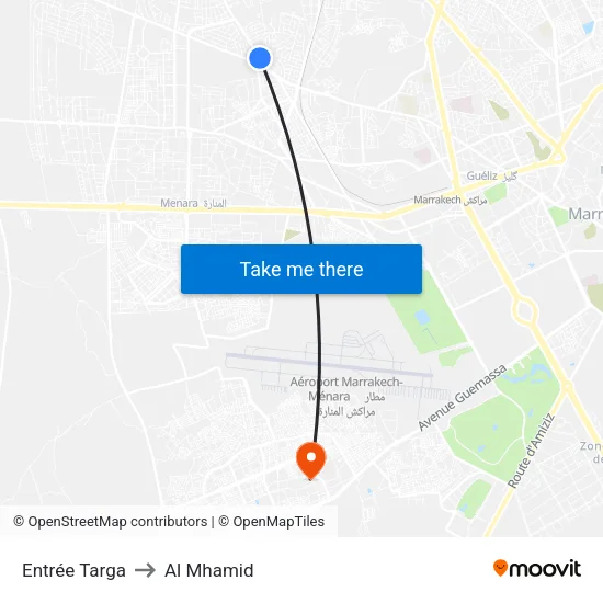 Entrée Targa to Al Mhamid map