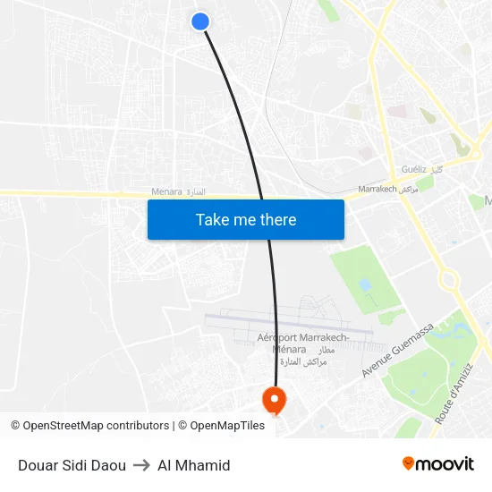Douar Sidi Daou to Al Mhamid map